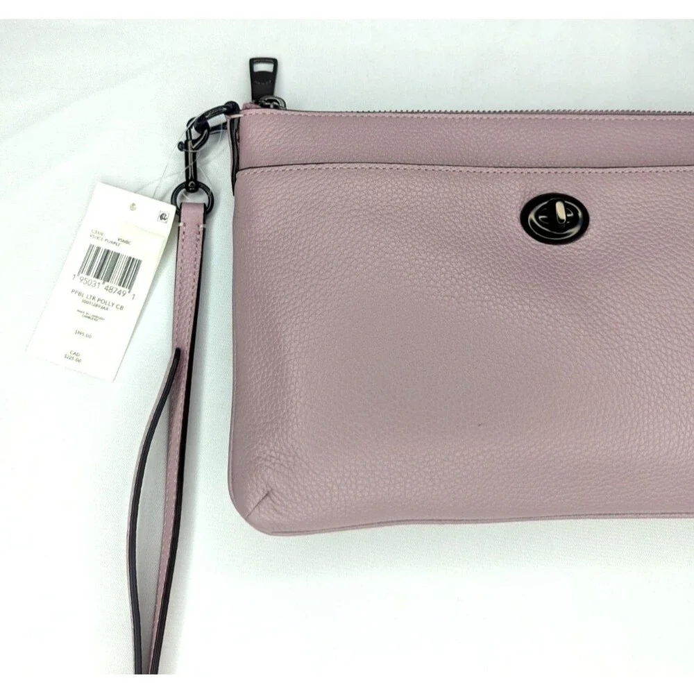 Coach Pebbled Leather Polly Crossbody - Ice Purple/Gunmetal, Dust Bag, NWT
